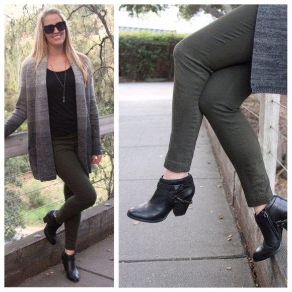 J. Crew Dannie Olive Green Cropped Pants with Back Zipper - Picture 1 of 7